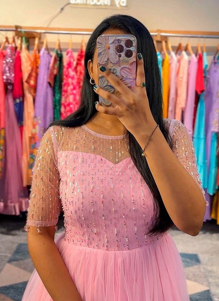 Cinderella Soft Net With Work Long Gown Collection Wholesale Online
